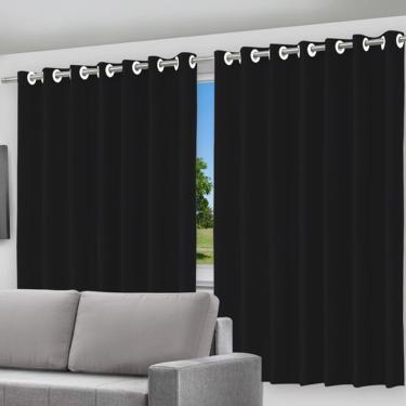 Imagem de Cortina Blackout 2 Em 1 Com Voil Preto 280x260cm