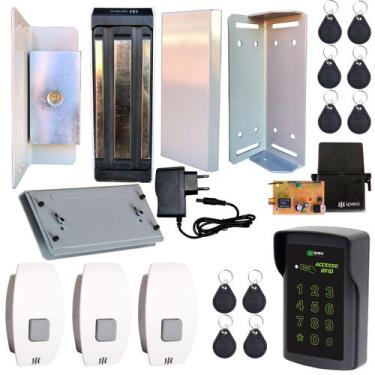Imagem de Fechadura Magnética Porta Vidro Blindex Teclado Rfid 10Tags + 3 Botoei