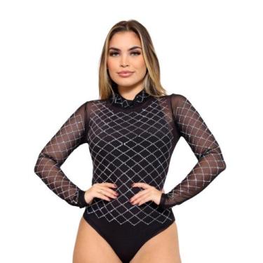 Imagem de Body De Tule Com Strass De Brilho R156 - Style Store, Preto, G