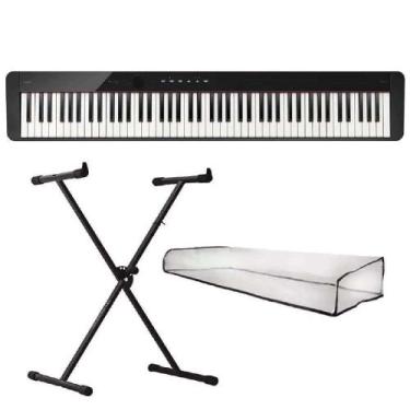 Imagem de Piano Digital Casio Privia PX-S1100 Preto + Suporte + Capa Transparent