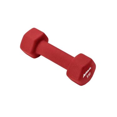 Imagem de Halter Sextavado 5kg em Neoprene para Treino de Musculação em Casa Vermelho Claro Athletic