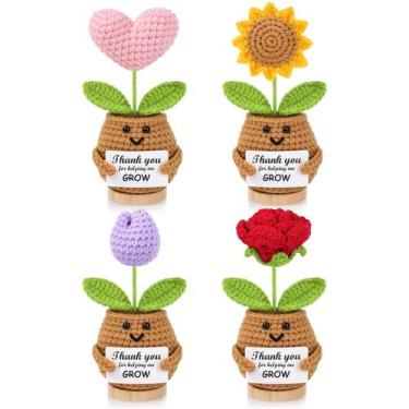 Imagem de DOGMEM Conjunto de 4 Presentes Artesanais de Flores em Crochê para Pro