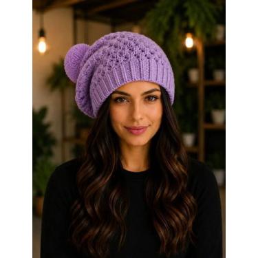 Imagem de Touca De Lã Feminina Att Sem Dobra Com Pompom Várias Cores