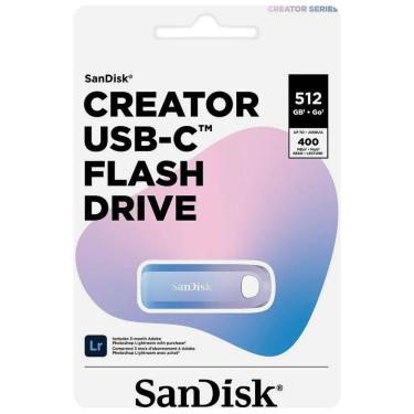 Imagem de Pendrive Z75 Creator 512GB USB-C 3.2 150MB-s Azul e Roxo Sandisk