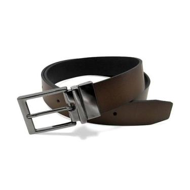 Imagem de Cinto Masculino Fasolo Reversível de Couro Preto e Marrom E914214, Mar