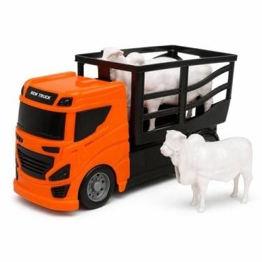 Imagem de Caminhão Boiadeiro Brinquedo Infantil Animais Fazenda - BS Toys