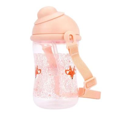 Imagem de Garrafa Infantil  Estampada Com Canudo Retrátil 400 Ml Com Alça Vários