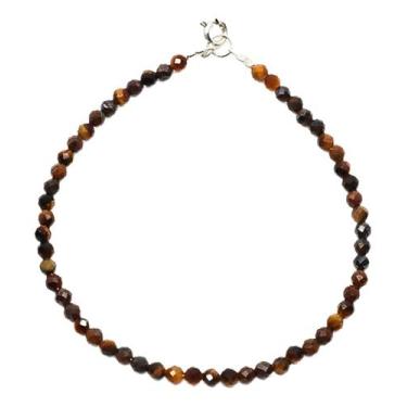 Imagem de Pulseira Em Pedra Olho De Tigre Facetada Marrom 5 Cm - Mandala Esotéri