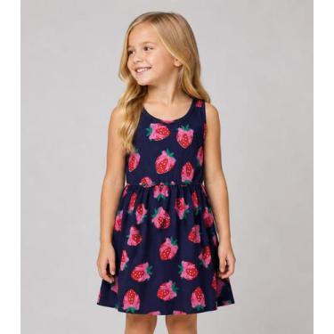 Imagem de Vestido Infantil Meia Malha Estampado Select Azul, 4, Azul