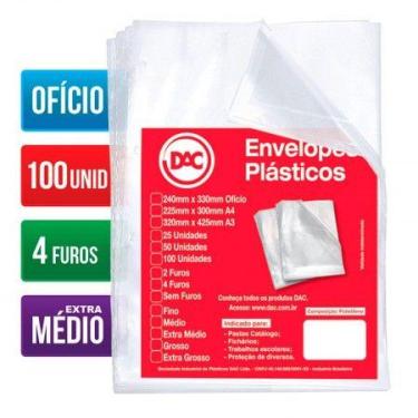 Imagem de Envelope plástico ofício 0.12 4 furos 5178 pacote com 100 unidades - D