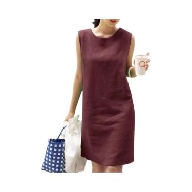 Imagem de Vestido Feminino De Algodão Sem Mangas, Verão, Casual, Elegante, Para 