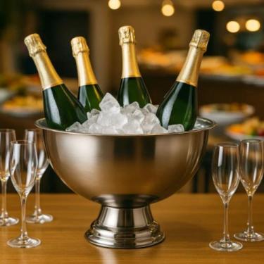 Imagem de Champanheira Grande 12l Em Aço Inox 40cm Balde Gelo Buffet e Eventos I