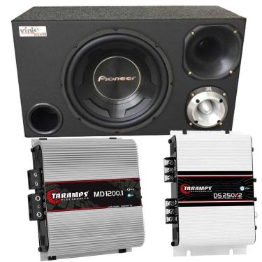 Imagem de Caixa Trio Sub Pioneer Ts-W3090br 600Wrms 12 Pol + D250x + St400 + Módulos Taramps