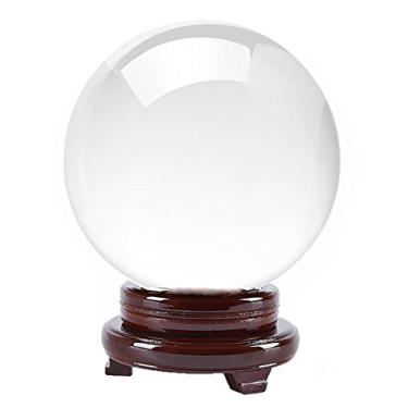 Imagem de Amlong Crystal Bola de cristal transparente de 130 mm com suporte de madeira