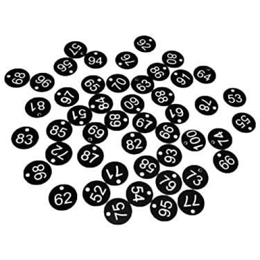 Imagem de 100 peças etiqueta numerada de plástico etiquetas de identificação de bagagem etiqueta número para supermercado armazém dormitório, palavra preto + branco