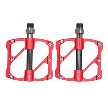 Imagem de Pedais de bicicleta de montanha, pedais de bicicleta antiderrapantes resistentes ao desgaste com pregos antiderrapantes para mountain bike de estrada para manutenção de bicicletas(vermelho)