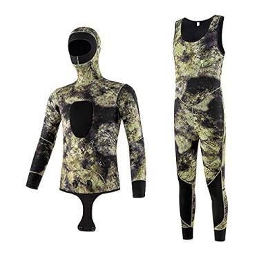 Imagem de Yajun Roupa de mergulho masculina profissional dividida de duas peças, mergulho com snorkel, roupa de banho para pesca submarina, moletom com capuz, 3 mm, 3GG (85