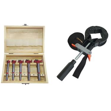 Imagem de Kit 5 Brocas Forstner + Grampo De Aperto Rápido 11`` - CHARBS