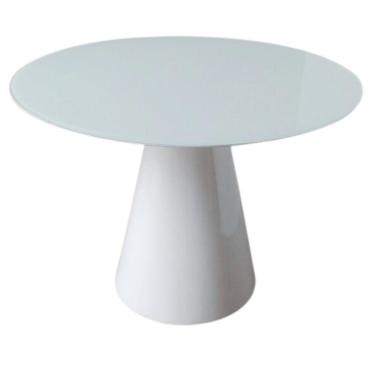 Imagem de Mesa de Jantar Cone 120cm Laqueada e Vidro 4mm Branco