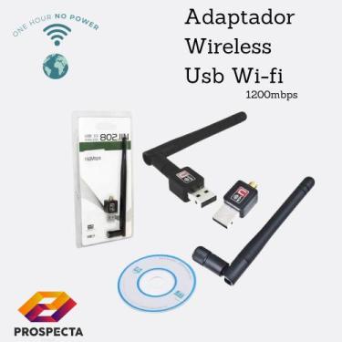Imagem de Antena Wi-Fi Adaptador Wireless 1200Mb/S Usb Pc Notebook - Prospecta