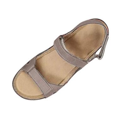 Imagem de Sandálias femininas sandálias de cunha sapatos abertos sólidos para uso ao ar livre cunha de praia feminina dedo do pé casual feminino casual, Cinza, 8