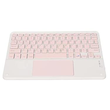 Imagem de Teclado sem fio, teclado quadrado rosa com função de toque, teclado sem fio com touchpad de 10 polegadas para computadores desktop de escritório