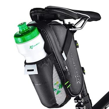 Imagem de ROCKBROS Bolsa grande de sela de bicicleta de 1,6 l com bolsa para garrafa de água, bolsa de bicicleta impermeável para assento para montanha e bicicletas, kit de reparo de armazenamento