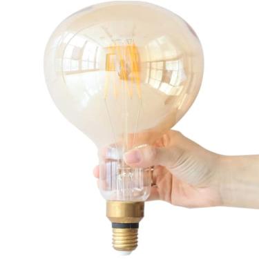 Imagem de R160 tamanho grande edison bulbo e27 retro lâmpada vintage lâmpada lâmpada lâmpada 6w 220v lâmpada pingente luz luz iluminação comercial lâmpada