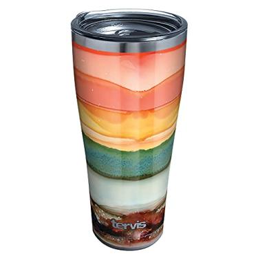 Imagem de Tervis Inkreel – Copo de viagem com isolamento térmico com paredes triplas da Evening Tides mantém as bebidas frias e quentes, 850 g Legacy, aço inoxidável