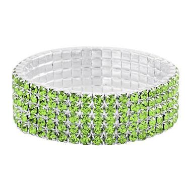 Imagem de Falari Pulseira elástica de cristal de strass brilhante para casamento, Cristal,