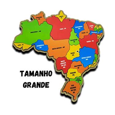 Imagem de Quebra Cabeça Mapa Do Brasil Em Madeira Infantil Tamanho Grande