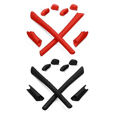 Imagem de Mryok 2 pares de kits de substituição de fones de ouvido para meia jaqueta/meia jaqueta Oakley XLJ/meia jaqueta ajuste asiático - vermelho e preto