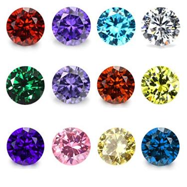 Imagem de 24 peças de cristal de vidro zircônia redondo 5 mm pedras de aniversário pingentes flutuantes em massa para colar de medalhão de memória viva