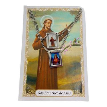 Imagem de Escapulário São Francisco Aço Inóx Foto 1,5 X 32 Cm