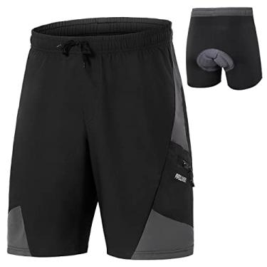 Imagem de Tingpai Shorts de bicicleta acolchoados 2 em 1 com bolsos shorts masculinos respiráveis pa treino de ciclismo