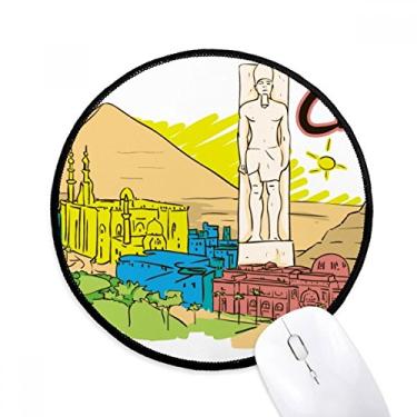 Imagem de Tapete de mouse decorativo antigo Egito padrão de cidade desktop escritório tapete redondo para computador