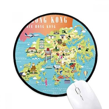 Imagem de DIYthinker I Love Hong Kong Map China Localização Mouse Pad Desktop Office Tapete Redondo para Computador