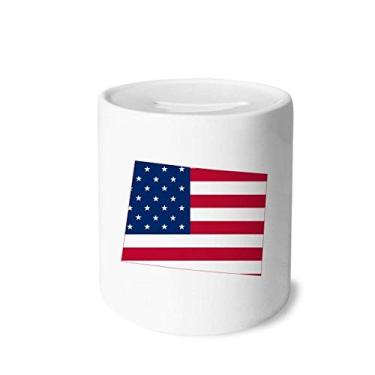 Imagem de DIYthinker Colorado America Map Stars Stripes Flag Money Box Saving Banks Ceramic Coin Case Kids Adults