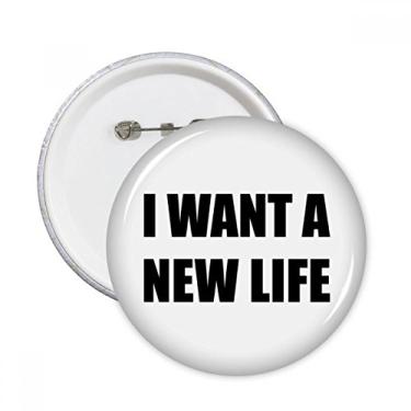 Imagem de Broche redondo I Want A New Life com 5 peças