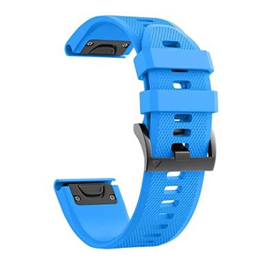 Imagem de DFAMIN Pulseira de silicone esportiva para Garmin Fenix 7 7X 6X 6 Pro 5X 5 Plus 3HR 22 26mm Pulseira de liberação rápida EasyFit (Cor: Azul celeste, Tamanho: 22mm Fenix 7)