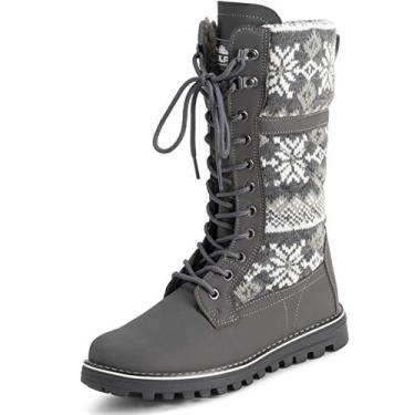 Imagem de Bota feminina de pele sintética da Polar, quente, térmica, impermeável, para caminhadas ao ar livre, neve, inverno, sola de borracha na panturrilha, Gray Knitted, 11