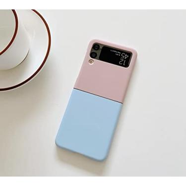 Imagem de Capa de telefone com contraste de cores doces para Samsung Galaxy Z Flip 3 ZFlip3 Capa de silicone macia ultrafina à prova de choque, rosa azul, para Samsung Z Flip 3
