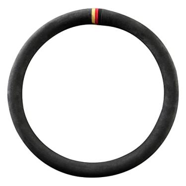 Imagem de Alfanxi Capa de volante de material universal Alcantara compatível com BMW Benz, Ford, Chevrolet Ram, Toyota, a maioria dos modelos de carros (3Stripe-A, tipo O)