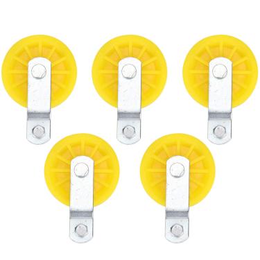 Imagem de Junlucki Polia de gado, 5 peças de gancho de metal grande, polia fixa de roda de plástico, para a maioria das casas de frango