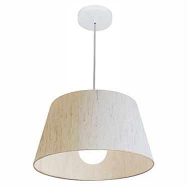 Imagem de Lustre Pendente Cone Cúpula Tecido 21/40x30 cm, Vivare Iluminação, Pendente4039 LLA-35, Linho Bege, Médio