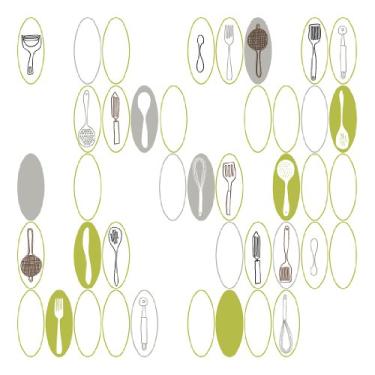 Imagem de York Wallcoverings KB8582SMP Bistro 750 Utensílios de cozinha e ovais 8 x 10 amostra de memorandos de papel de parede