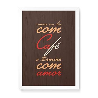 Imagem de Arte Maníacos Quadro Decorativo em Madeira Café e Amor - 23x16,25cm (Moldura caixa em laca branca)