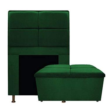 Imagem de Kit Cabeceira e Calçadeira Munique 100 cm Solteiro Suede Verde - Doce Sonho Móveis