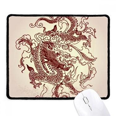Imagem de Mousepad de dragão chinês com borda costurada, tapete de borracha para jogos