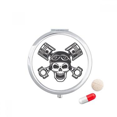 Imagem de Esqueleto de luzes de motocicleta óculos padrão pílula caixa de armazenamento de medicamentos dispensador de recipiente